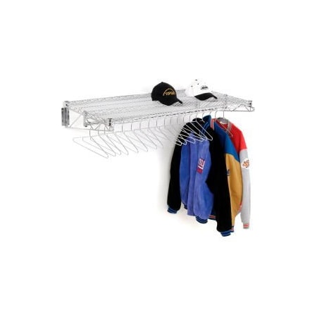 Global Equipment Chrome Coat Rack with Bars - Wall Mount - 48"W x 24"D x 6"H 7502